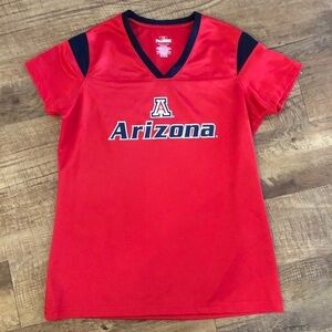 NWOT University of Arizona shiny V neck top.  Large